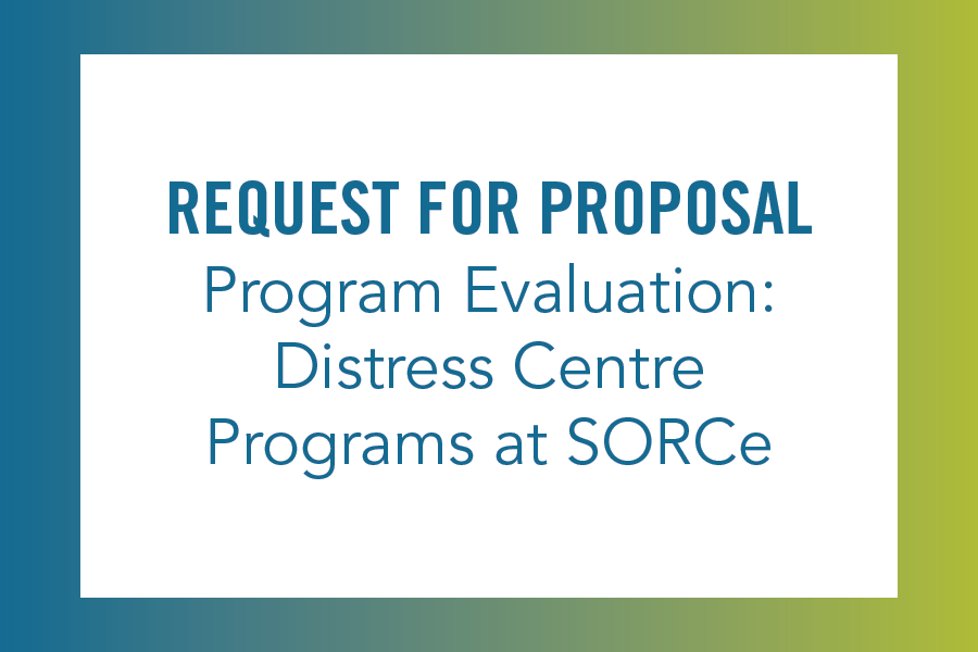 img text: request for proposal - program evaluation - distress centre programs at sorce